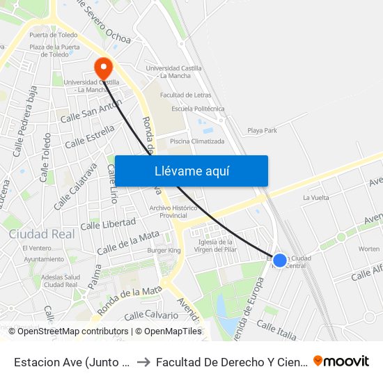 Estacion Ave (Junto Mcdonald) to Facultad De Derecho Y Ciencias Sociales map