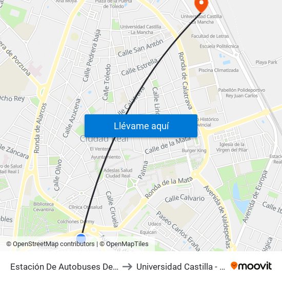 Estación De Autobuses De Ciudad Real to Universidad Castilla - La Mancha map