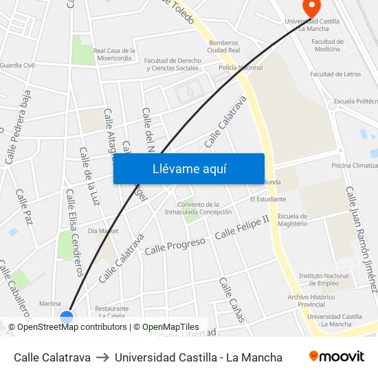 Calle Calatrava to Universidad Castilla - La Mancha map