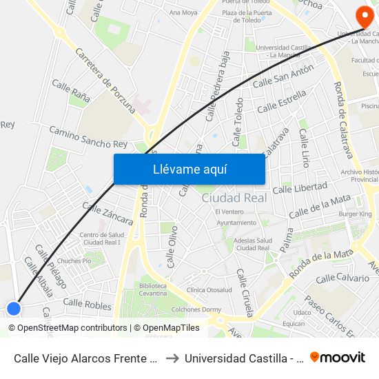 Calle Viejo Alarcos Frente Recinto Ferial to Universidad Castilla - La Mancha map