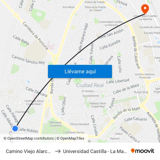 Camino Viejo Alarcos 5 to Universidad Castilla - La Mancha map