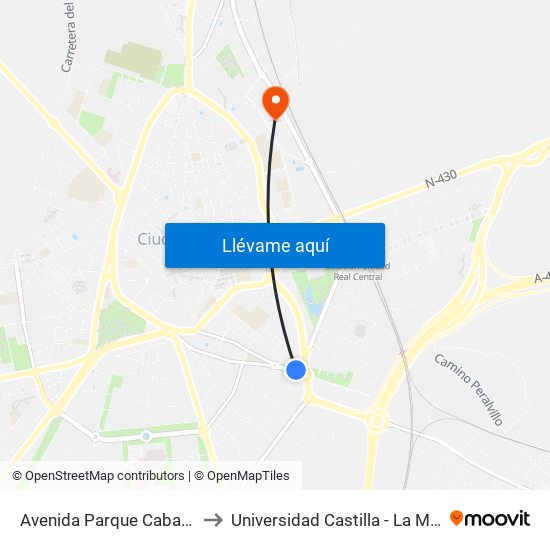 Avenida Parque Cabañeros to Universidad Castilla - La Mancha map