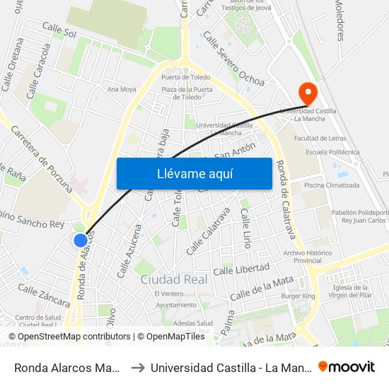 Ronda Alarcos Mapfre to Universidad Castilla - La Mancha map