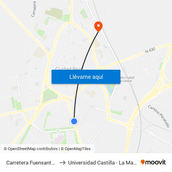 Carretera Fuensanta 65 to Universidad Castilla - La Mancha map