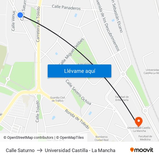 Calle Saturno to Universidad Castilla - La Mancha map