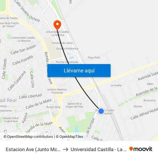 Estacion Ave (Junto Mcdonald) to Universidad Castilla - La Mancha map