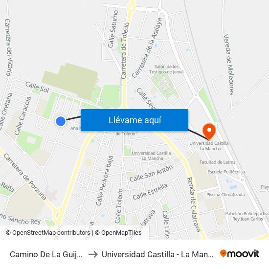 Camino De La Guija 1 to Universidad Castilla - La Mancha map