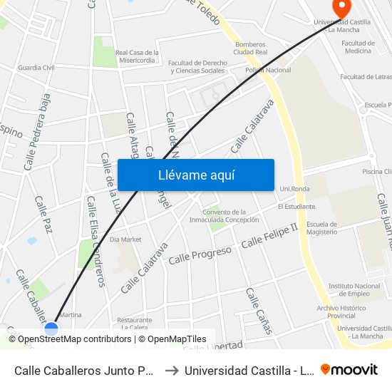 Calle Caballeros Junto Pasaje Perez to Universidad Castilla - La Mancha map