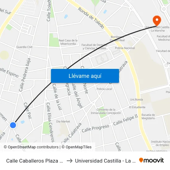 Calle Caballeros Plaza Carmen to Universidad Castilla - La Mancha map