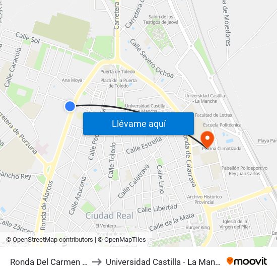 Ronda Del Carmen 11 to Universidad Castilla - La Mancha map