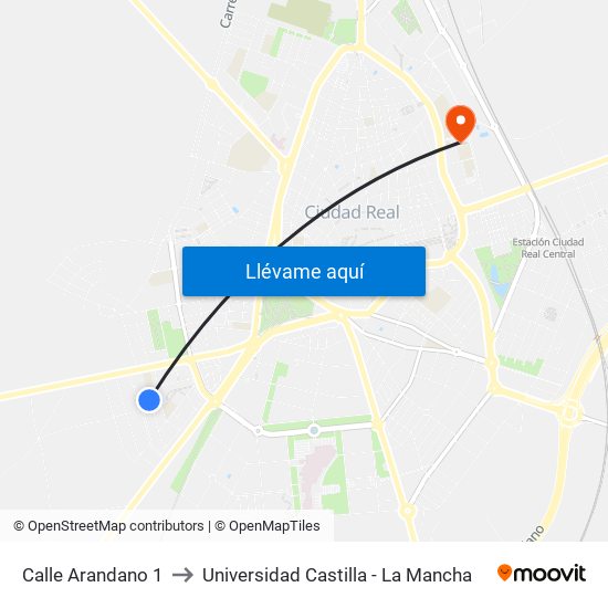 Calle Arandano 1 to Universidad Castilla - La Mancha map