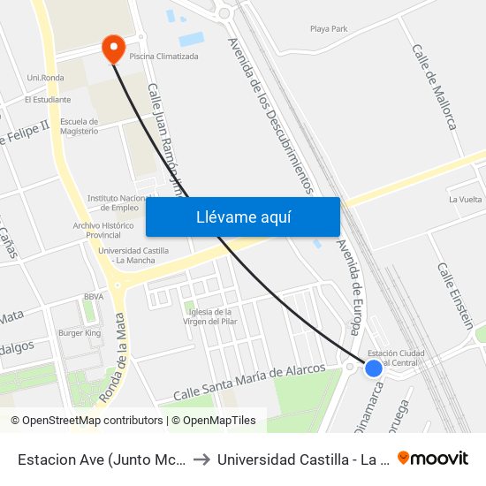 Estacion Ave (Junto Mcdonald) to Universidad Castilla - La Mancha map