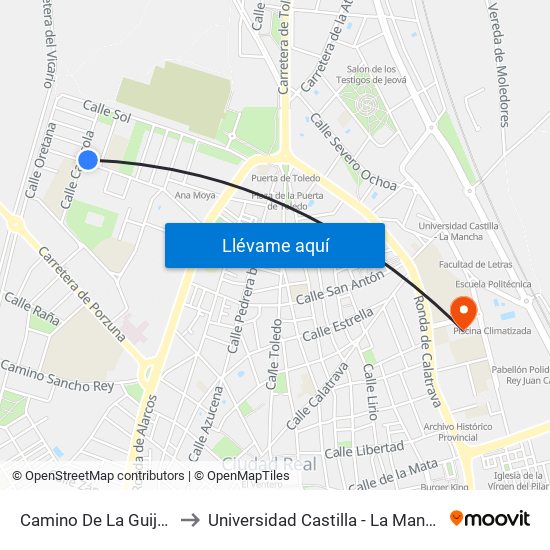 Camino De La Guija 2 to Universidad Castilla - La Mancha map