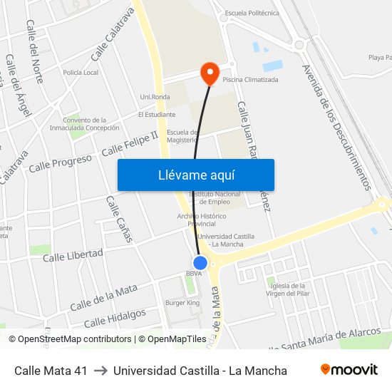 Calle Mata 41 to Universidad Castilla - La Mancha map