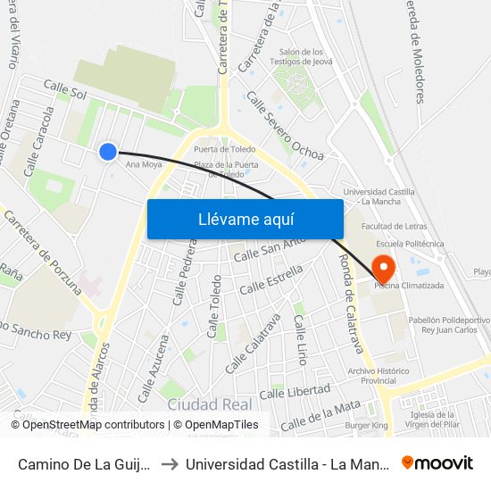 Camino De La Guija 1 to Universidad Castilla - La Mancha map