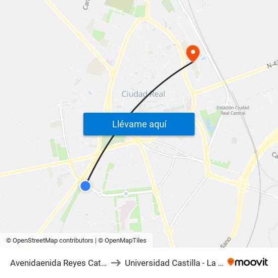 Avenidaenida Reyes Catolicos 5 to Universidad Castilla - La Mancha map