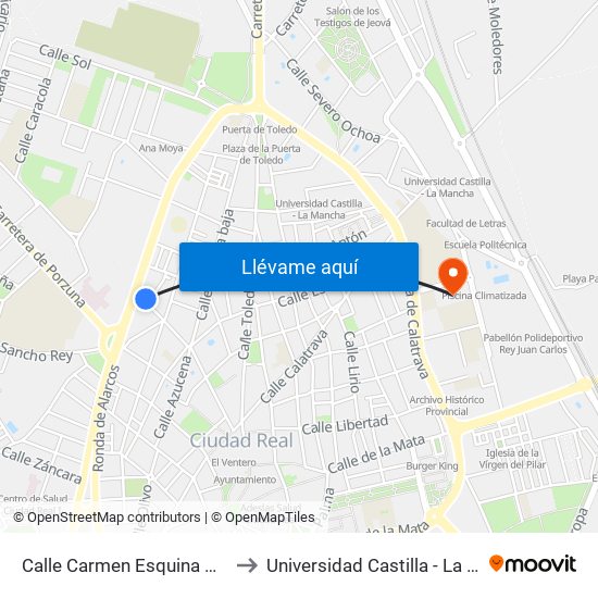 Calle Carmen Esquina Albacete to Universidad Castilla - La Mancha map