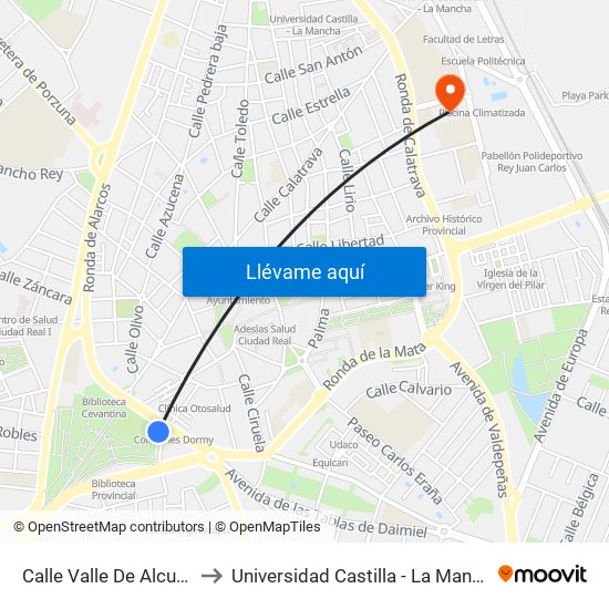 Calle Valle De Alcudia to Universidad Castilla - La Mancha map