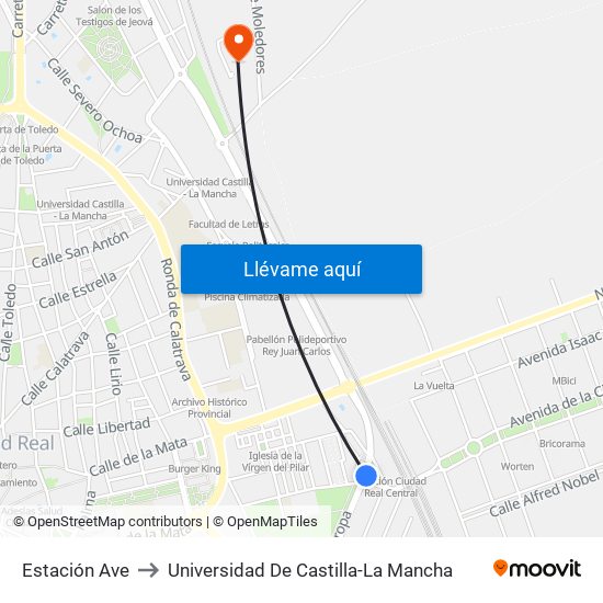 Estación Ave to Universidad De Castilla-La Mancha map