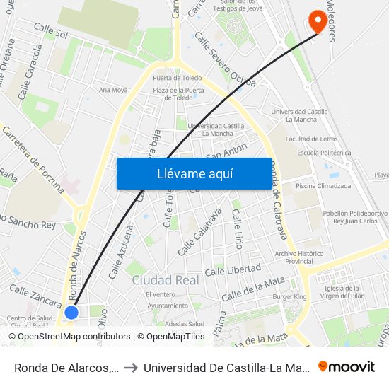 Ronda De Alarcos, 22 to Universidad De Castilla-La Mancha map