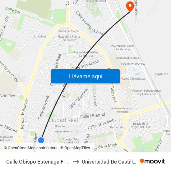 Calle Obispo Estenaga Frente Numero 1 to Universidad De Castilla-La Mancha map
