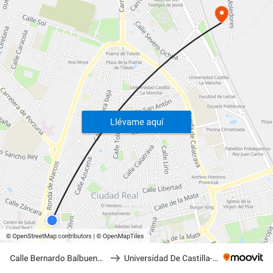 Calle Bernardo Balbuena Numero 8 to Universidad De Castilla-La Mancha map