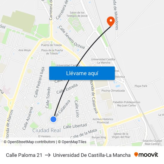 Calle Paloma 21 to Universidad De Castilla-La Mancha map