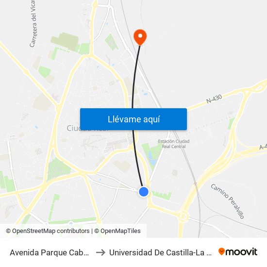Avenida Parque Cabañeros to Universidad De Castilla-La Mancha map