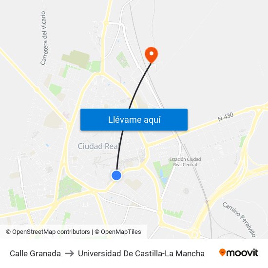 Calle Granada to Universidad De Castilla-La Mancha map