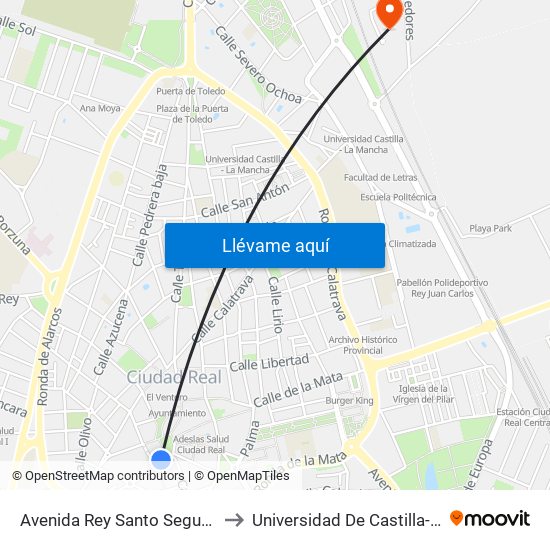Avenida Rey Santo Seguridad Social to Universidad De Castilla-La Mancha map