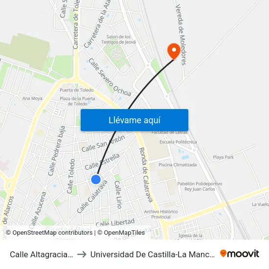 Calle Altagracia 2 to Universidad De Castilla-La Mancha map