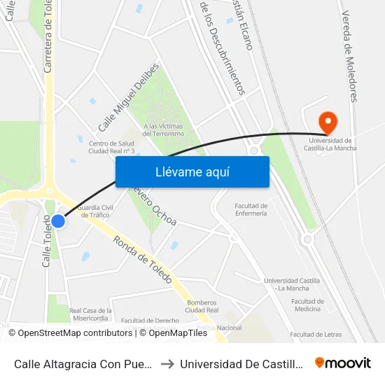 Calle Altagracia Con Puerta De Toledo to Universidad De Castilla-La Mancha map