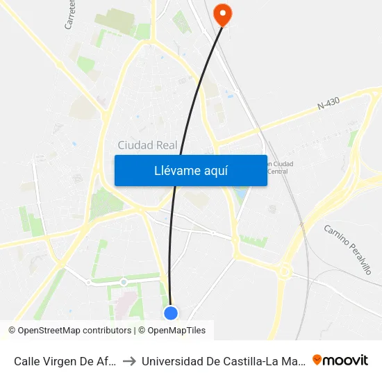 Calle Virgen De Africa to Universidad De Castilla-La Mancha map