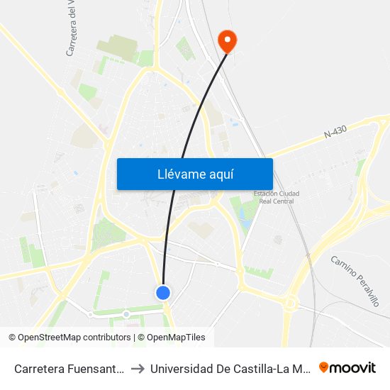 Carretera Fuensanta 65 to Universidad De Castilla-La Mancha map