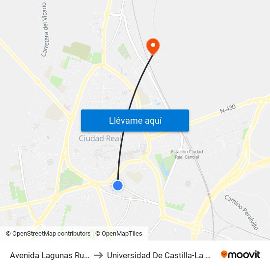 Avenida Lagunas Ruidera to Universidad De Castilla-La Mancha map