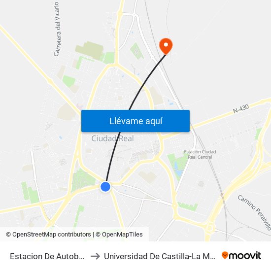 Estacion De Autobuses to Universidad De Castilla-La Mancha map