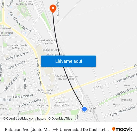Estacion Ave (Junto Mcdonald) to Universidad De Castilla-La Mancha map