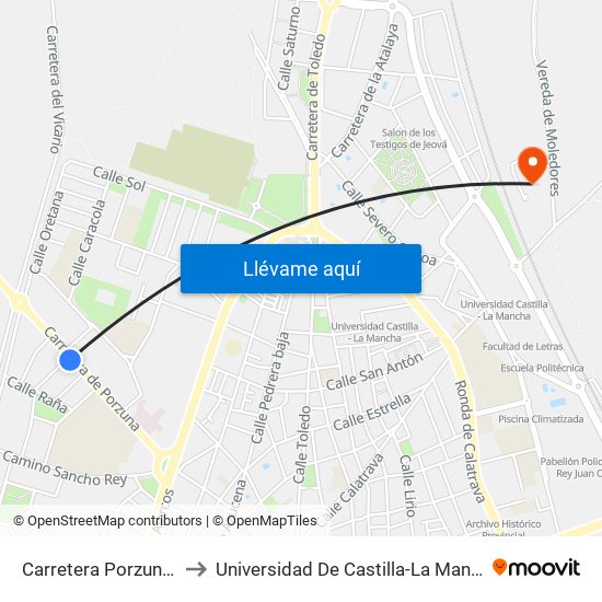 Carretera Porzuna 2 to Universidad De Castilla-La Mancha map