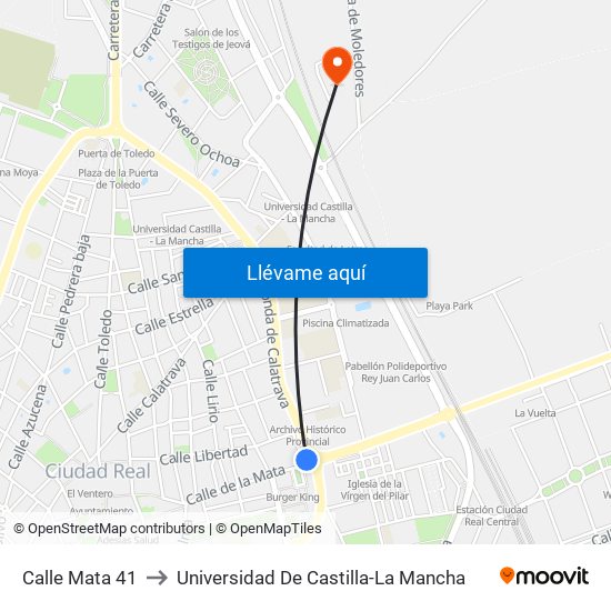 Calle Mata 41 to Universidad De Castilla-La Mancha map