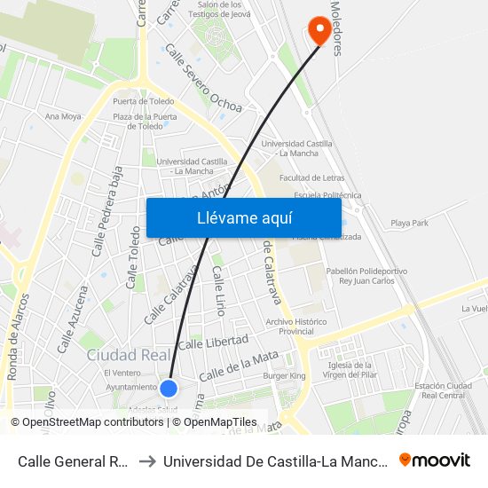 Calle General Rey to Universidad De Castilla-La Mancha map