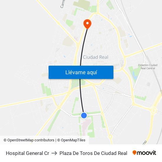 Hospital General Cr to Plaza De Toros De Ciudad Real map