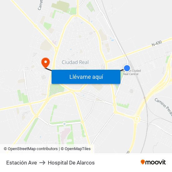 Estación Ave to Hospital De Alarcos map