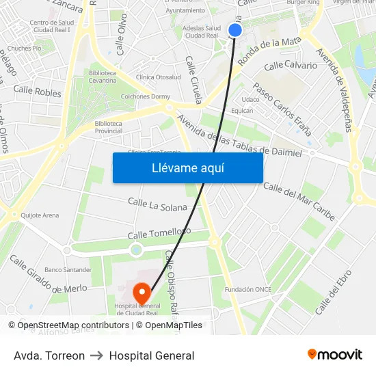 Avda. Torreon to Hospital General map