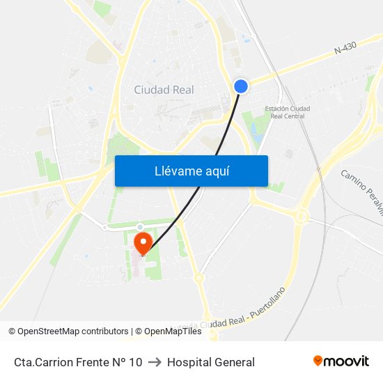 Cta.Carrion Frente Nº 10 to Hospital General map