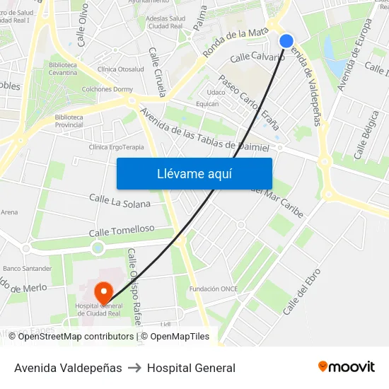 Avenida Valdepeñas to Hospital General map