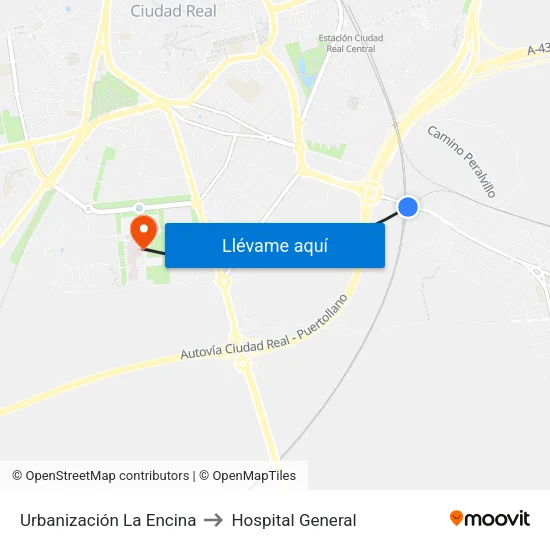 Urbanización La Encina to Hospital General map