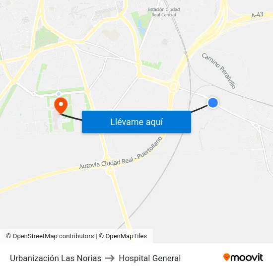Urbanización Las Norias to Hospital General map