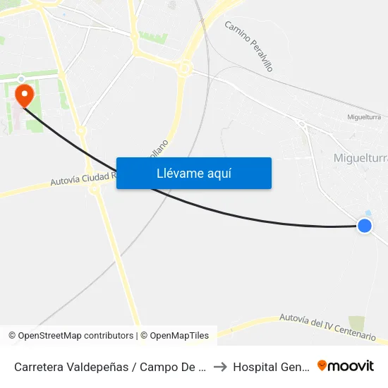 Carretera Valdepeñas / Campo De Fútbol to Hospital General map