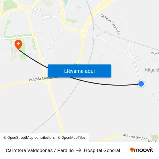 Carretera Valdepeñas / Pardillo to Hospital General map