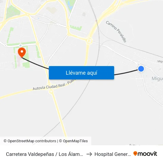 Carretera Valdepeñas / Los Álamos to Hospital General map